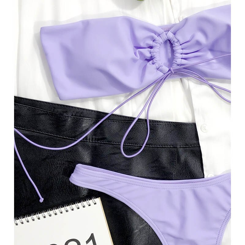Bandeau Bikini Purple Swimsuit