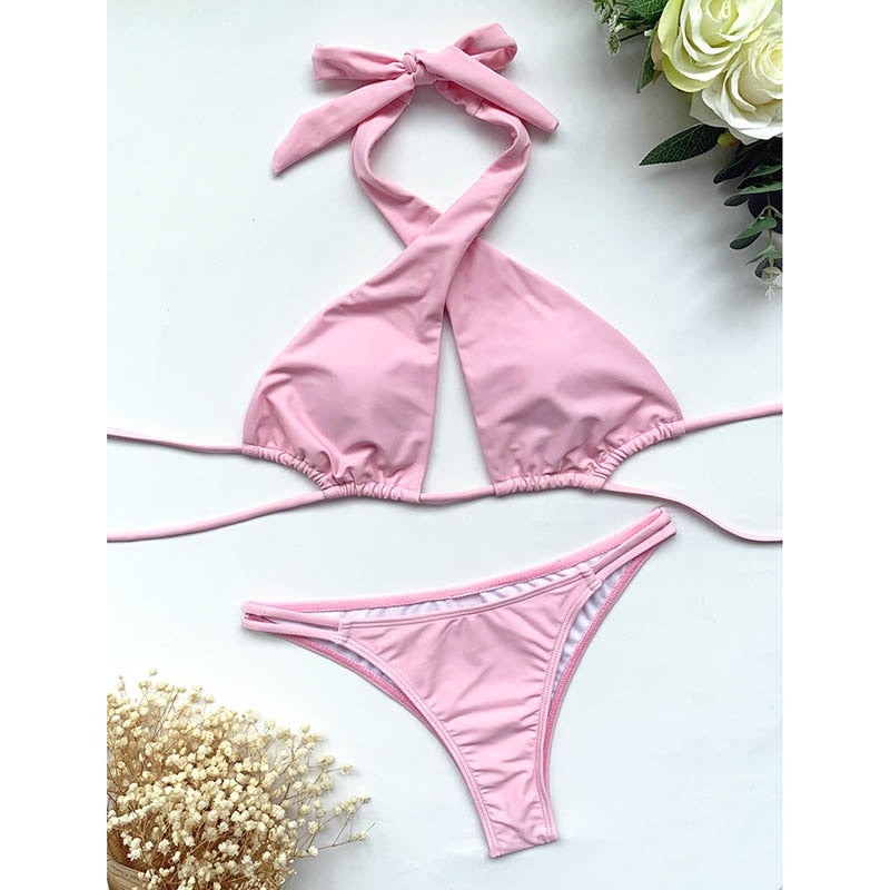 Off Shoulder Bikini Halter Women's Swimsuit