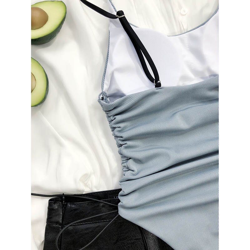 Ribbed Swimsuit One Piece  High Cut Swimwear
