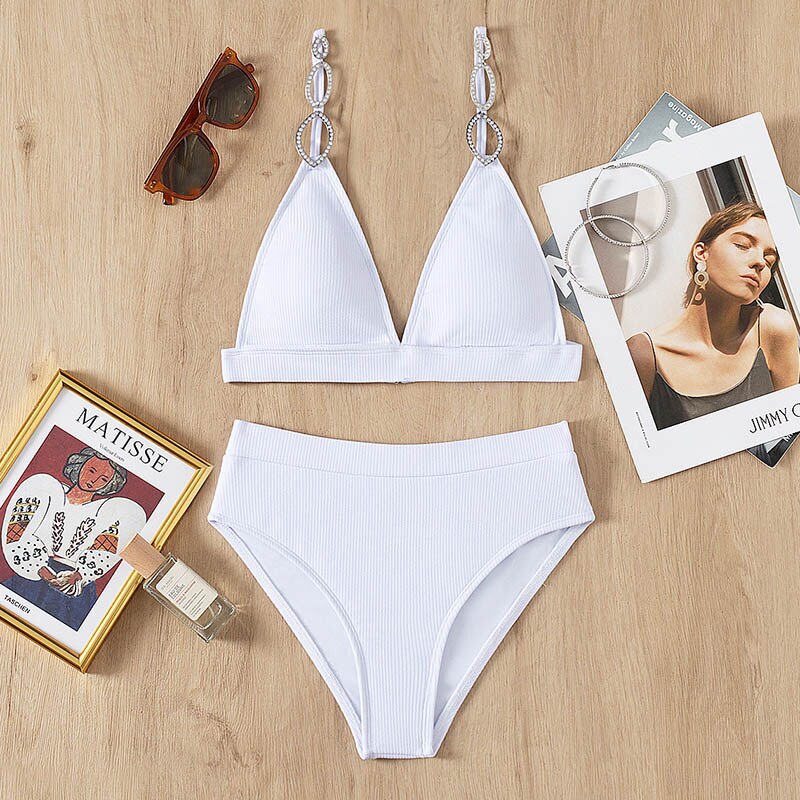 High Waist Solid Swimsuit