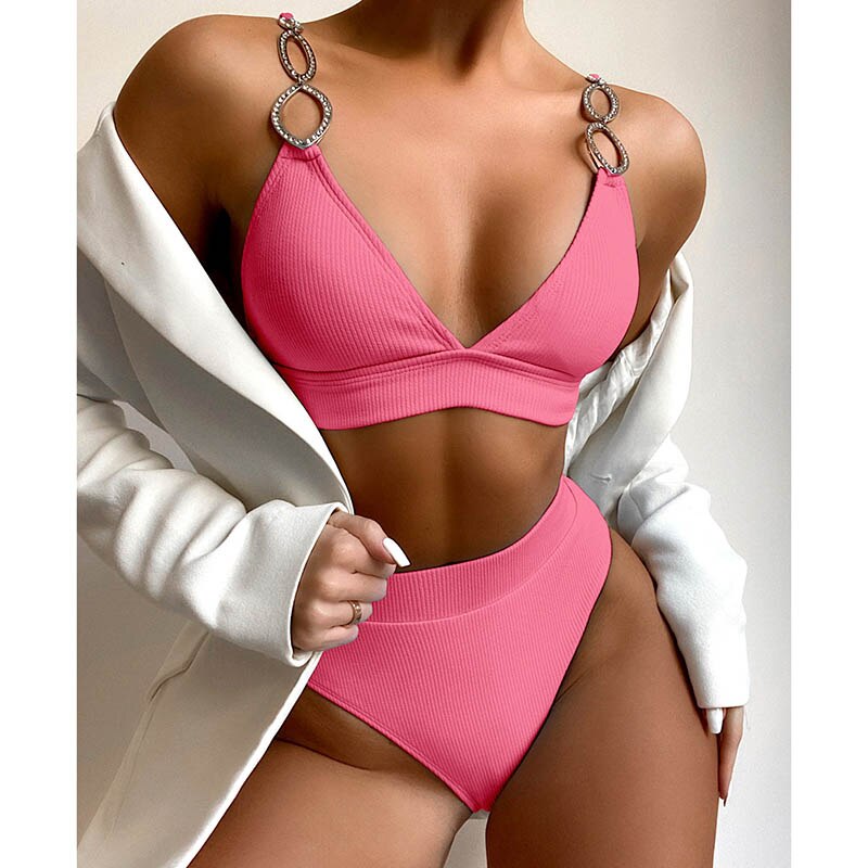 High Waist Solid Swimsuit