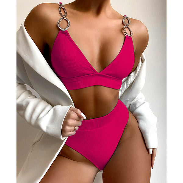 High Waist Solid Swimsuit