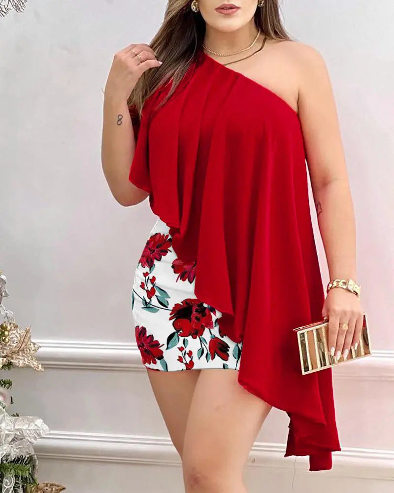 Sleeveless One-Shoulder Dress