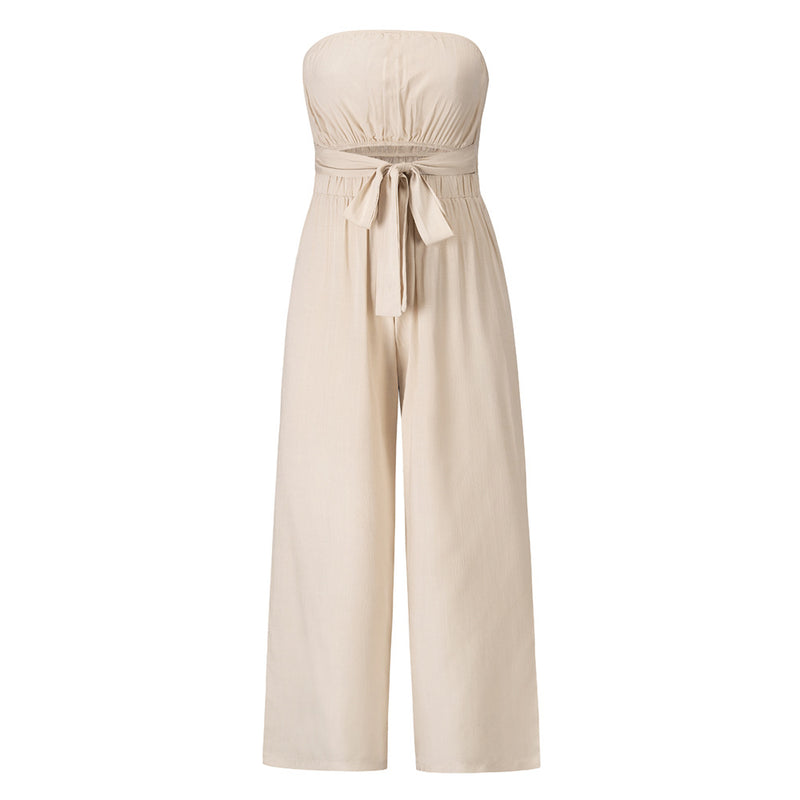 Backless Bodycon Jumpsuit Set with Straight-Leg Pants