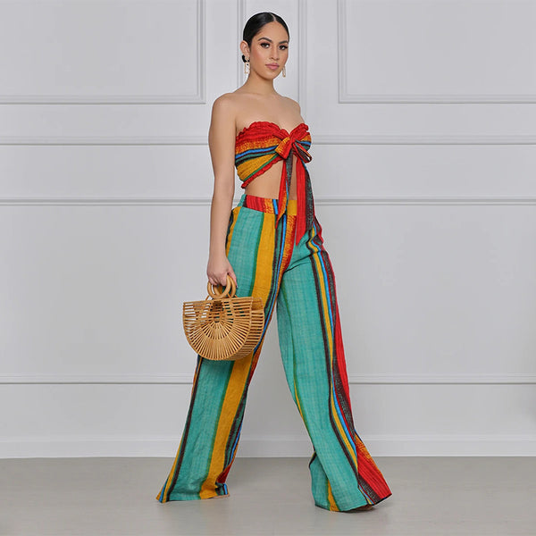2 Piece Matching Sets African Clohtes For Women New Arrival 2021 Summer Print Two Pieces Sets Top And Pants Africa Clothing