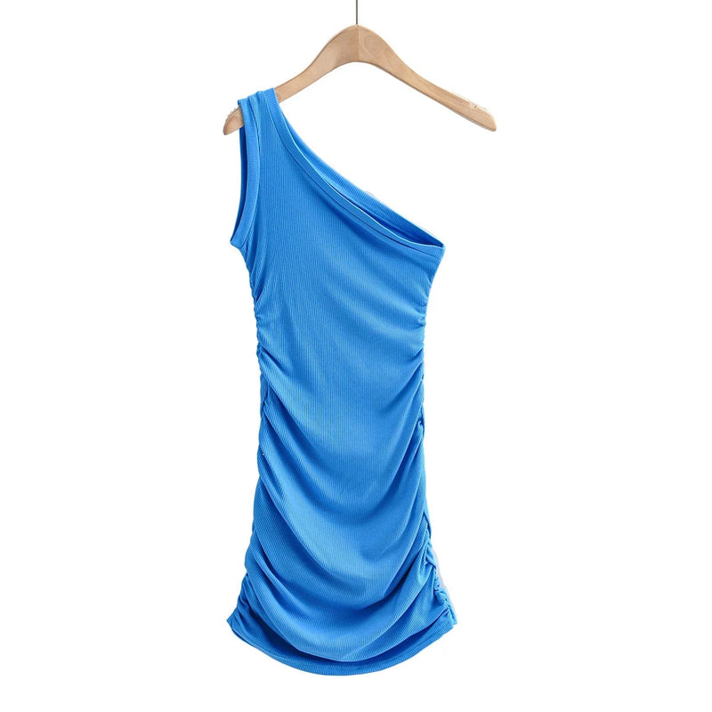 Sexy One-shoulder Ruched Bodycon Dress