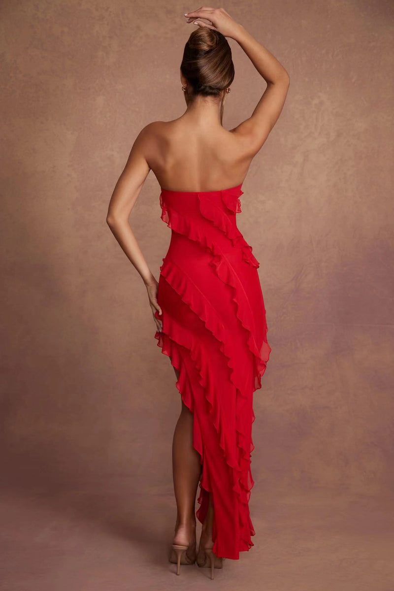 Bandeau Women High Split Dress