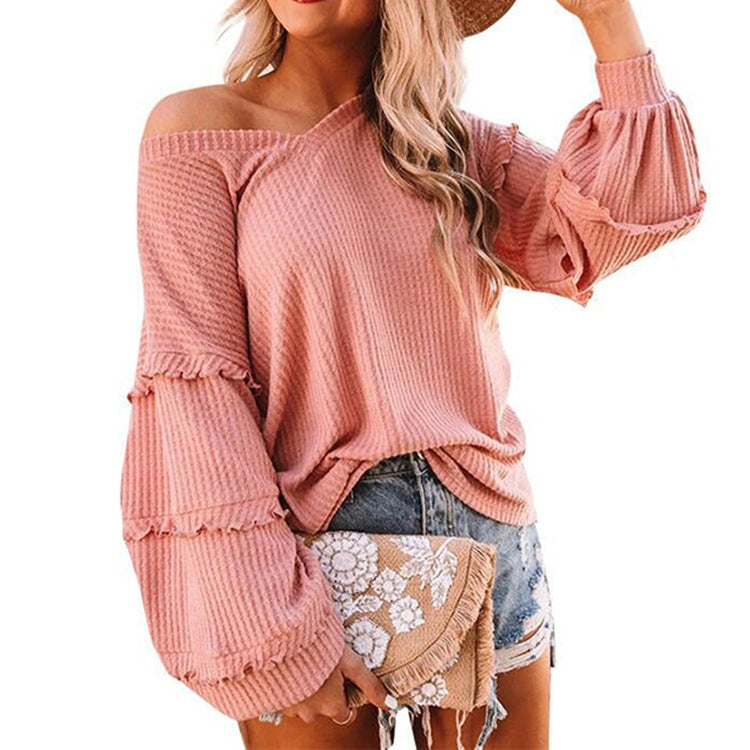 Lantern Sleeve Women Loose Tops