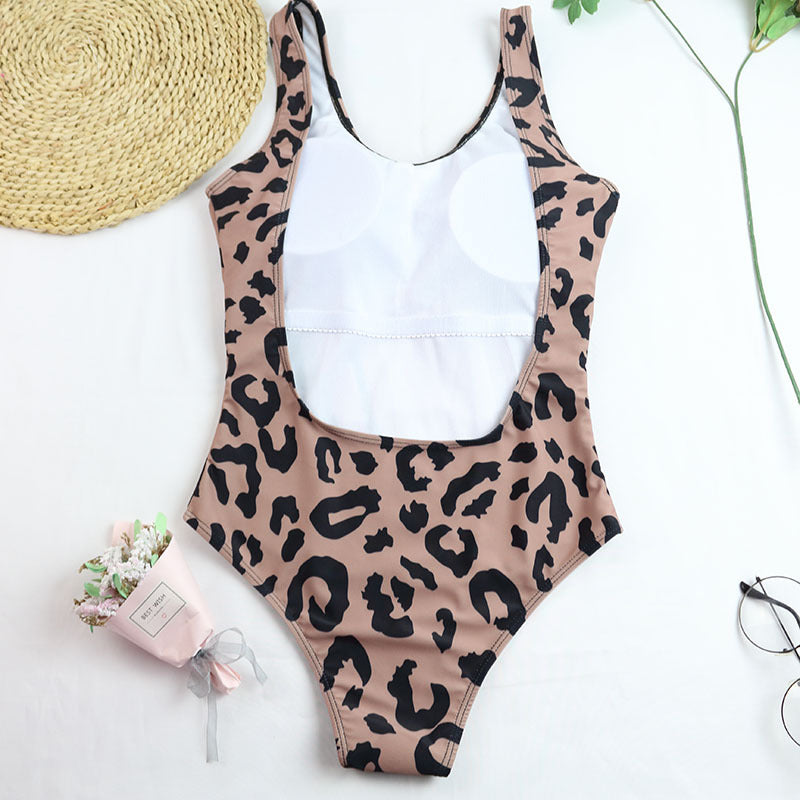 Leopard Lip Printed Sexy One Piece Swimsuit