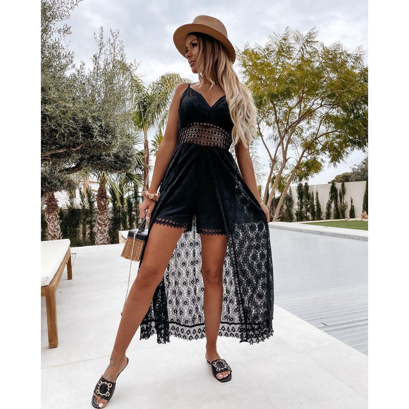 Sexy Spaghetti Strap Patchwork LACE Jumpsuit