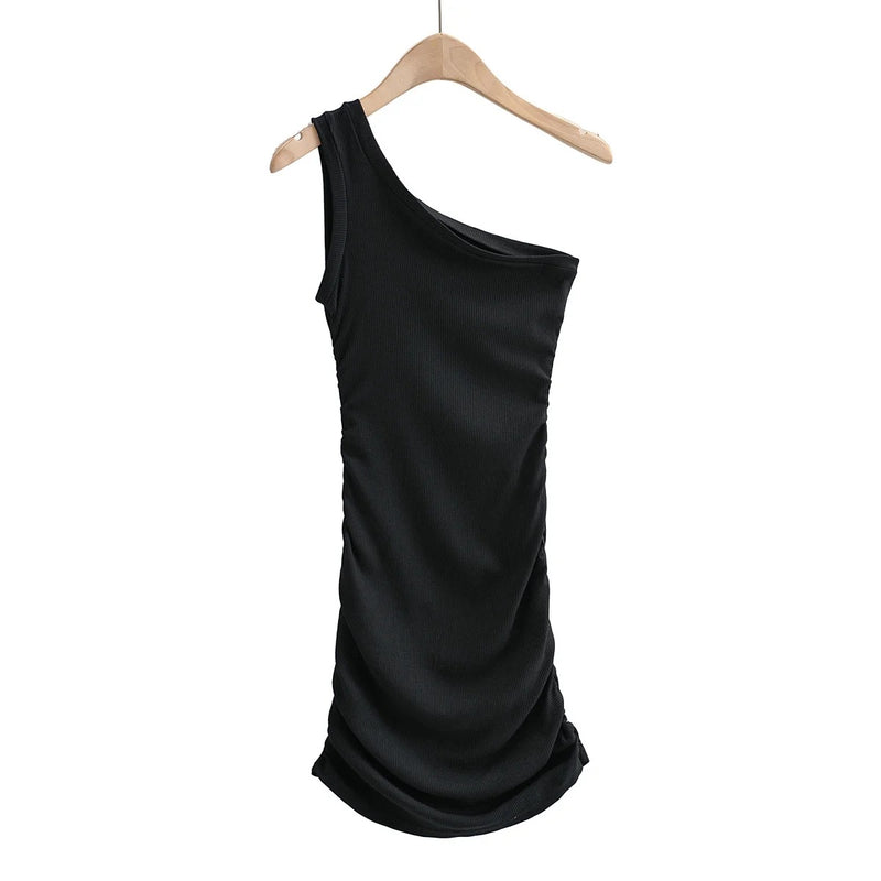 Sexy One-shoulder Ruched Bodycon Dress