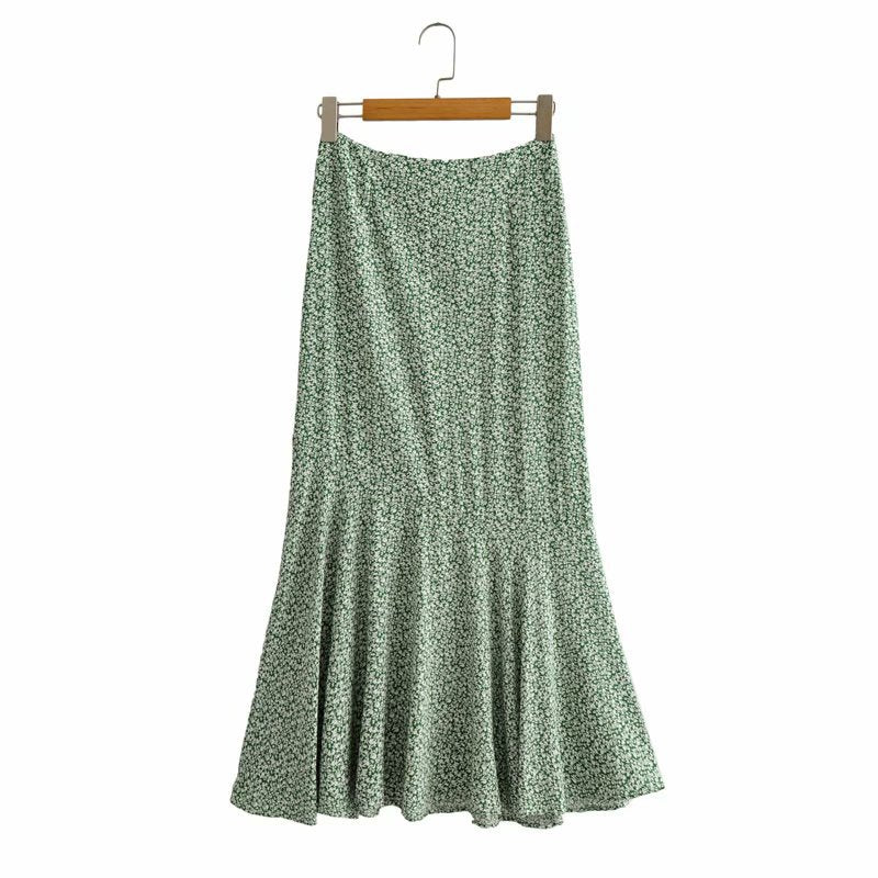 Floral Printed Women High Waist Long skirt