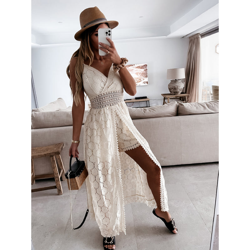 Sexy Spaghetti Strap Patchwork LACE Jumpsuit