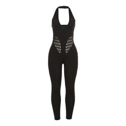 Hollow Perspective High Waist Tight Jumpsuit