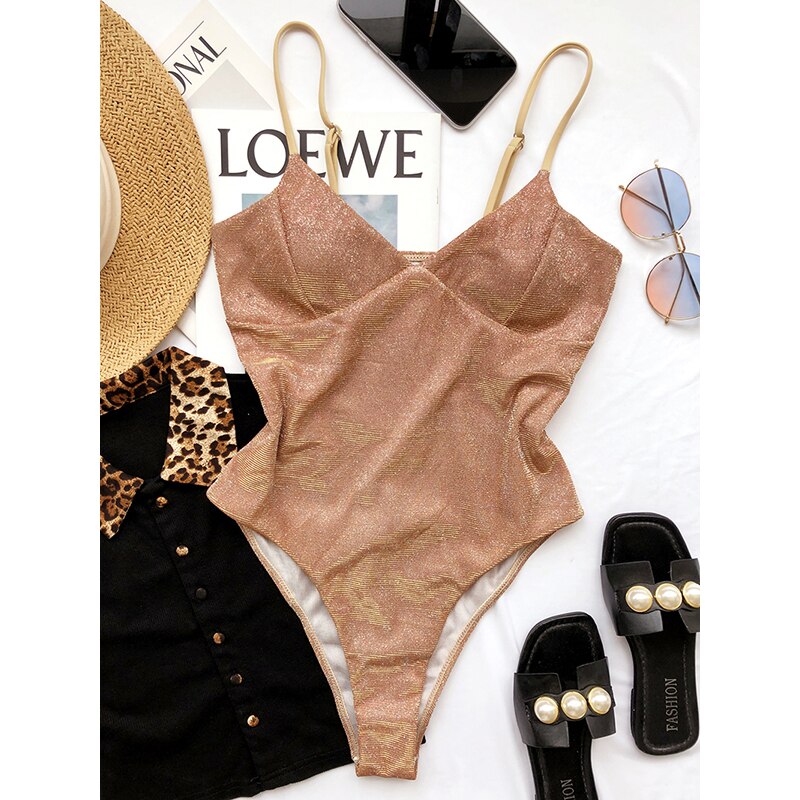 Sparkling One Piece Swimsuit Gradient Swimwear