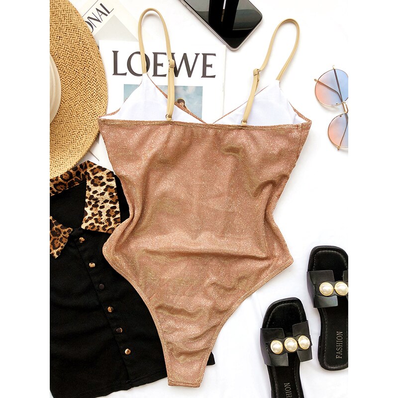 Sparkling One Piece Swimsuit Gradient Swimwear
