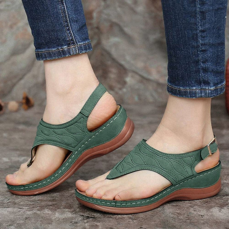 Women Sandals Clip Toe Vintage Flat Retro Shoes Woman Casual Female Beach Sandals