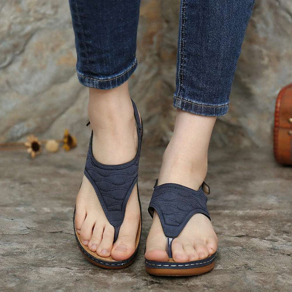 Women Sandals Clip Toe Vintage Flat Retro Shoes Woman Casual Female Beach Sandals