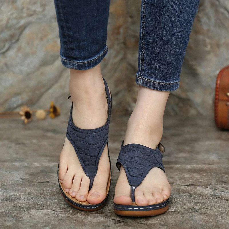 Women Sandals Clip Toe Vintage Flat Retro Shoes Woman Casual Female Beach Sandals