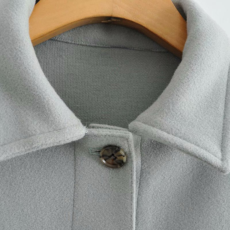 Single-breasted Shirt Jacket Coat with Sashes