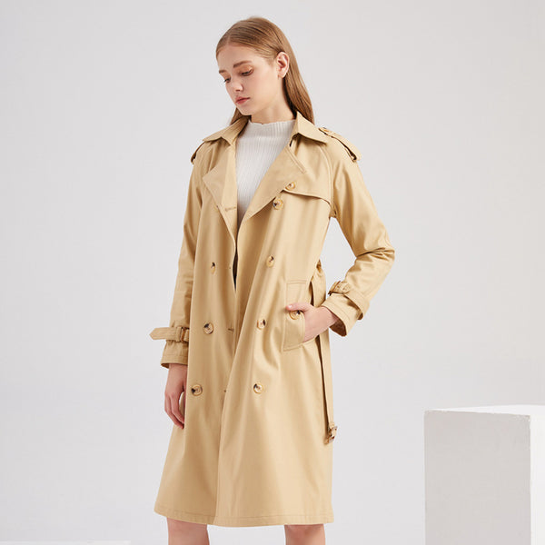 Women's Trench Coat Autumn Windbreaker Coat Female Mid-long Double Breasted