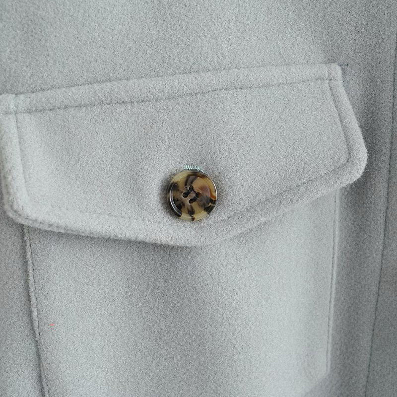 Single-breasted Shirt Jacket Coat with Sashes